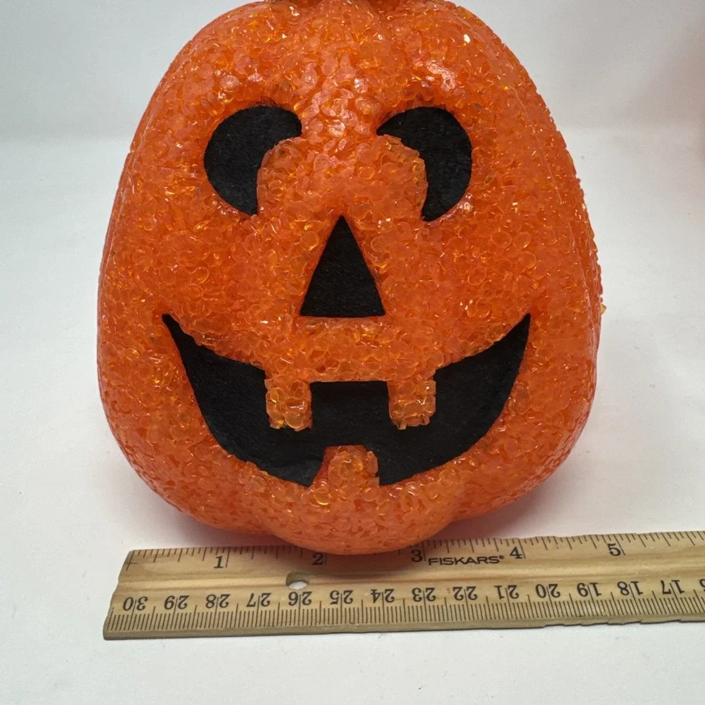 Lot Of 3 VTG‎ Halloween Melted Plastic Popcorn Light Up Jack O Lanterns Seasons